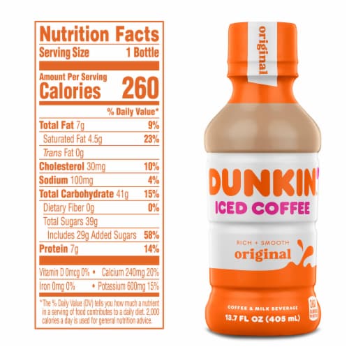 Dunkin' Original Iced Coffee Bottle Perspective: left