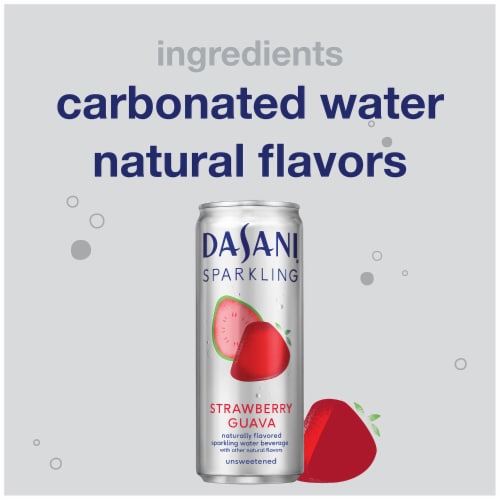 Dasani® Strawberry Guava Flavored Sparkling Water Cans Perspective: left