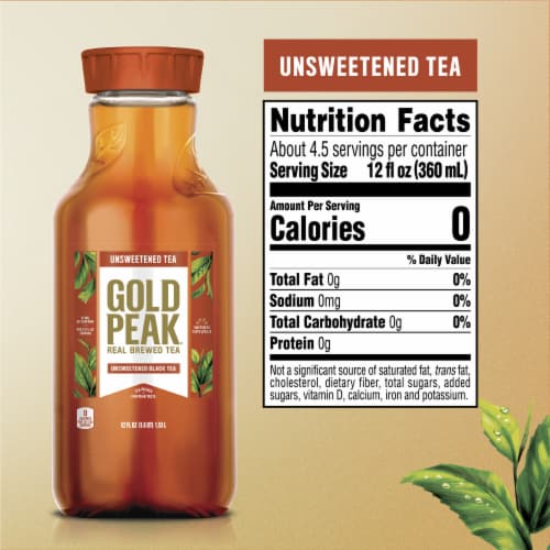 Gold Peak Unsweetened Black Iced Tea Drink Perspective: left