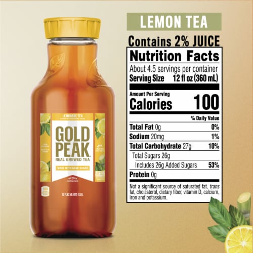 Gold Peak Lemonade Flavored Iced Tea Drink Perspective: left