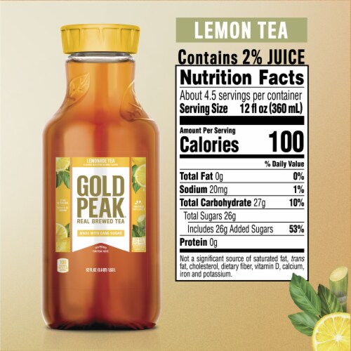 Gold Peak Lemonade Flavored Iced Tea Drink Perspective: left
