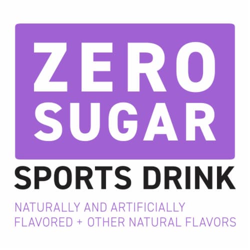 Powerade Zero Sugar Grape No Sugar Added Electrolyte & Vitamin Fruit Flavor Sports Drink Perspective: left