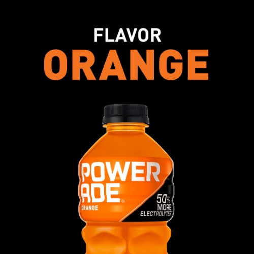 Powerade Orange Added Electrolyte & Vitamin Fruit Flavor Sports Drink Perspective: left