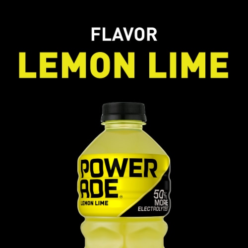 Powerade Lemon Lime Added Electrolyte & Vitamin Fruit Flavor Sports Drink Perspective: left