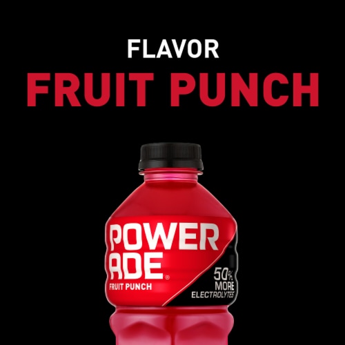 Powerade Fruit Punch Added Electrolyte & Vitamin Fruit Flavor Sports Drink Perspective: left
