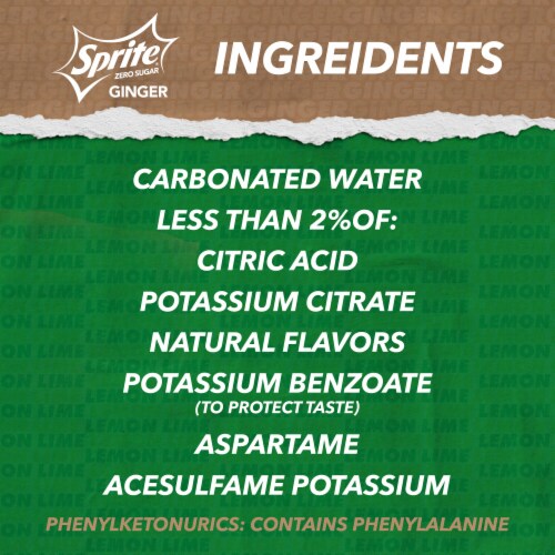 Sprite Ginger Zero Sugar Lemon Lime Diet Pop Soft Drink Soda Cans Perspective: left
