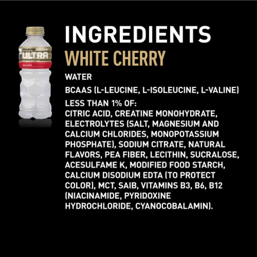 Powerade Ultra Zero Sugar White Cherry Electrolyte & Vitamin Sports Drink With Creatine Perspective: left