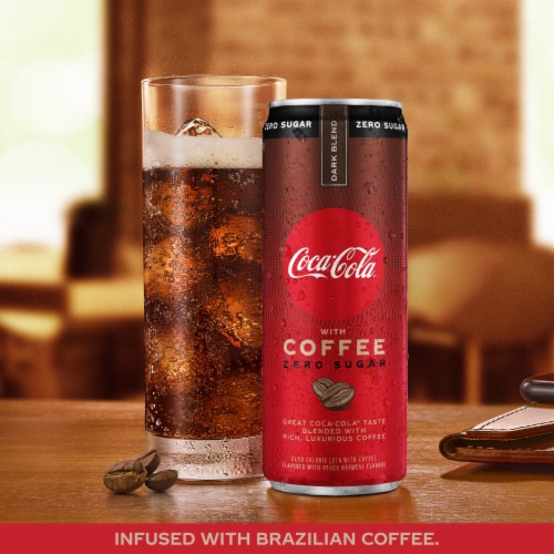 Coca-Cola With Coffee Dark Blend Zero Sugar Cans Perspective: left