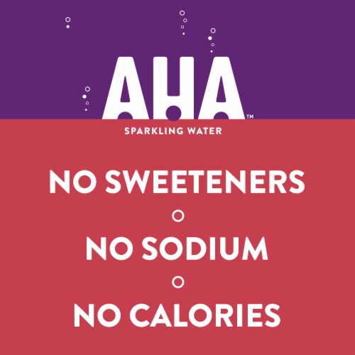 AHA® Raspberry Acai Flavored Sparkling Water Cans Perspective: left