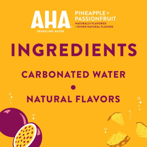 Aha® Pineapple And Passionfruit Flavored Sparkling Water Cans Perspective: left