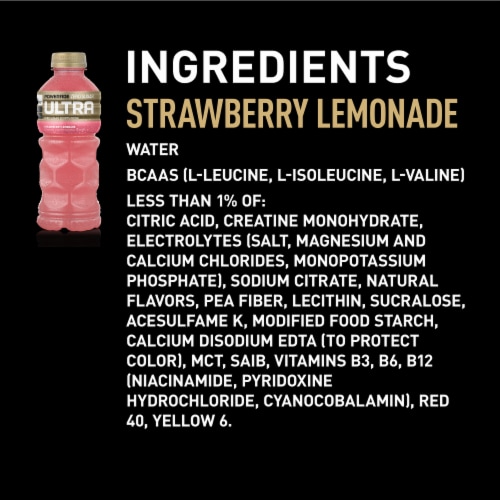 Powerade Ultra Zero Sugar Strawberry Lemonade Electrolyte & Vitamin Sports Drink With Creatine Perspective: left