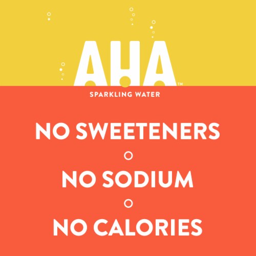 AHA® Caffeinated Mango and Black Tea Flavored Sparkling Water Can Perspective: left