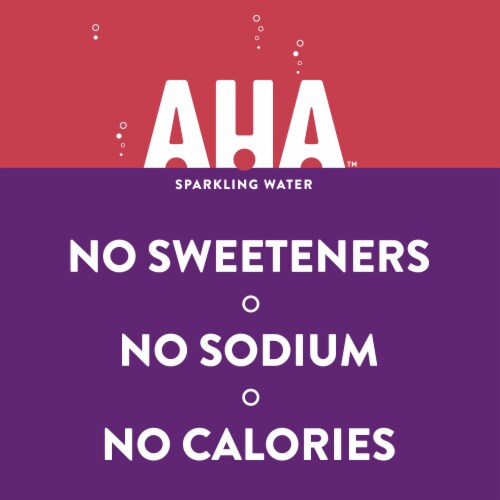 AHA® Raspberry Acai Flavored Sparkling Water Can Perspective: left