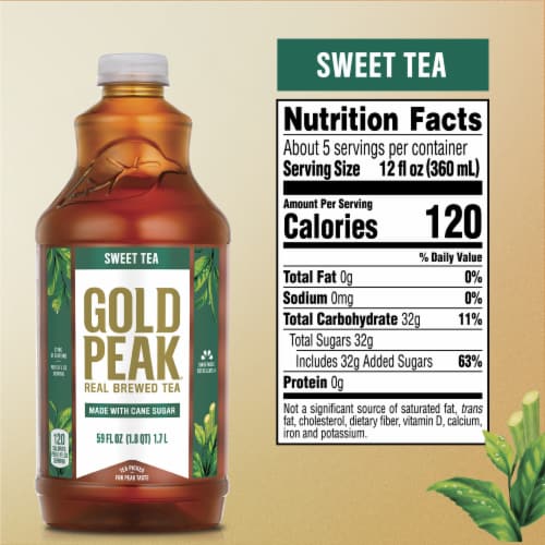 Gold Peak Sweetened Black Tea Bottle Perspective: left