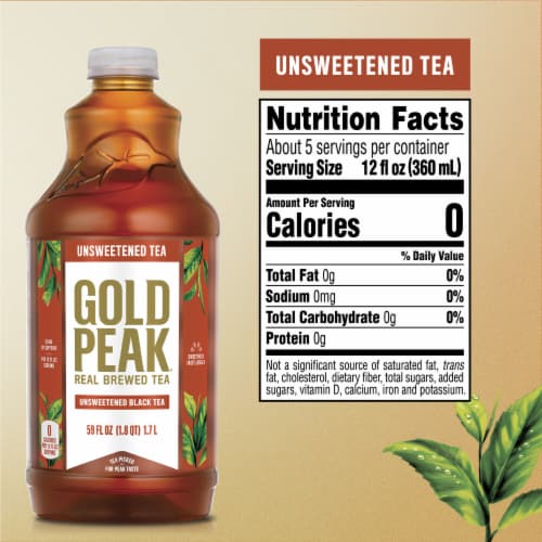 Gold Peak Unsweetened Black Tea Bottle Perspective: left