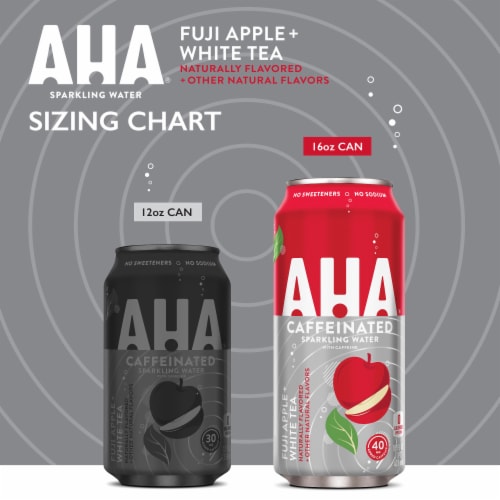 AHA® Fuji Apple and White Tea Flavored Sparkling Water Can Perspective: left