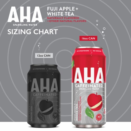 AHA® Fuji Apple and White Tea Flavored Sparkling Water Can Perspective: left