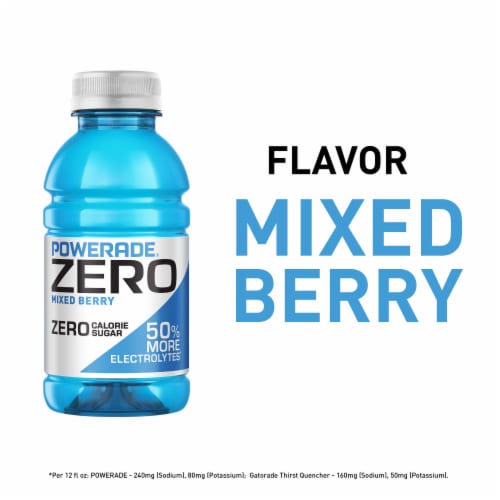 POWERADE® Mixed Berry Zero Sugar Sports Drink Bottles Perspective: left
