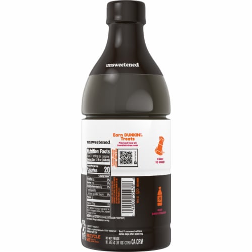Dunkin'® Unsweetened Iced Coffee Bottle Perspective: left