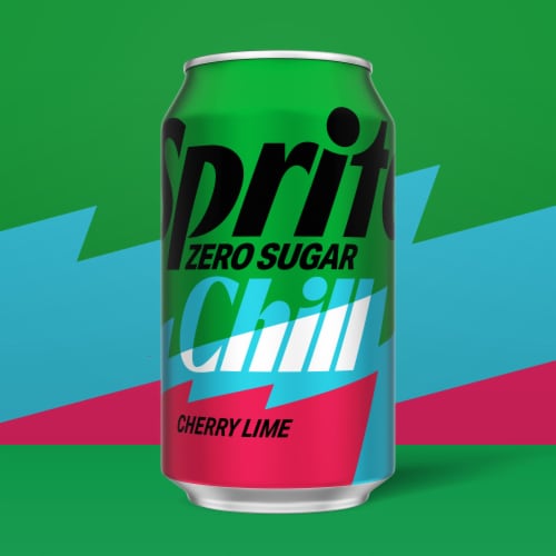 Sprite Chill Zero Sugar Cherry Lime Soda Cans Perspective: left