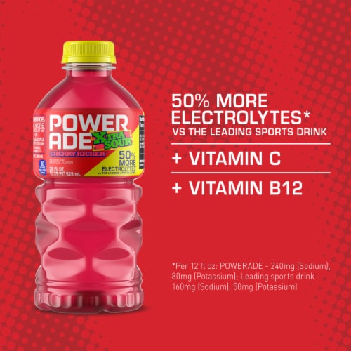 POWERADE® XTRA SOUR Cherry Kicker Sports Drink Bottle Perspective: left
