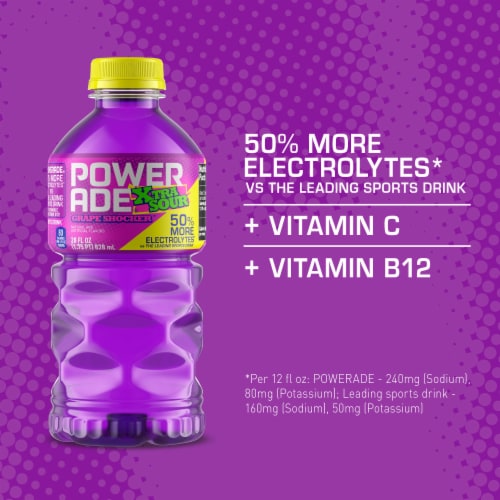 POWERADE® XTRA SOUR Grape Shocker Sports Drink Bottle Perspective: left