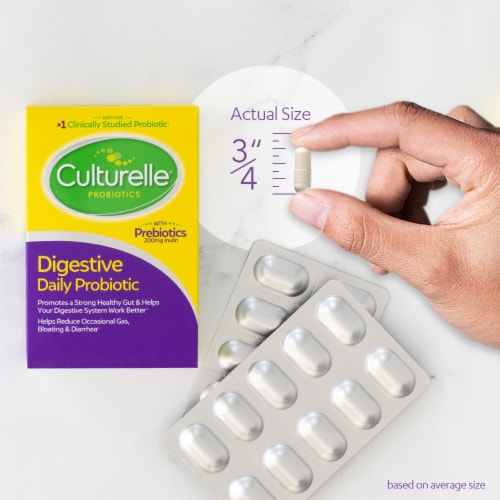 Culturelle® Probiotics Digestive Health Dietary Supplement Vegetarian Capsules Perspective: left
