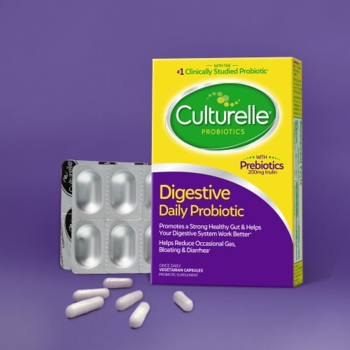 Culturelle® Probiotics Digestive Health Vegetarian Capsules Perspective: left