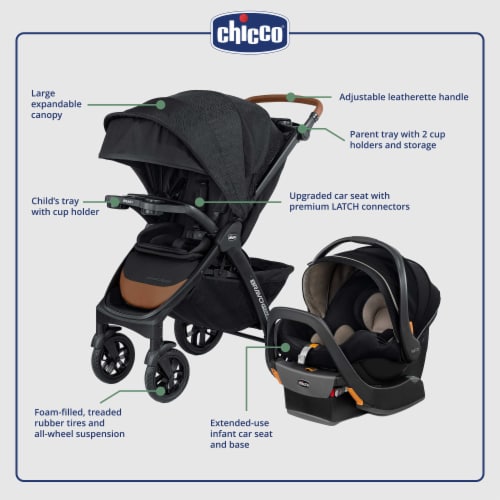 Chicco Bravo Primo Trio Quick Fold Stroller Travel System Springhill Black 1 Piece Fred Meyer