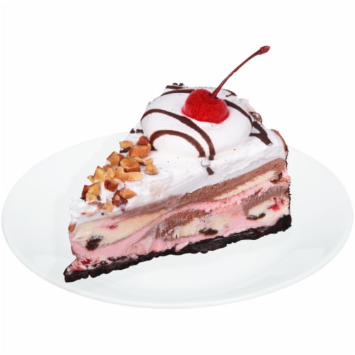 Jon Donaire 8" Banana Split Ice Cream Cake with Chocolate, Banana and Strawberry Icing, Serves 12 Perspective: left