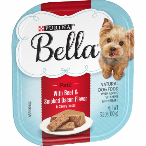 Bella® Pate with Beef and Smoked Bacon in Savory Juices Small Breed Wet Dog Food Perspective: left