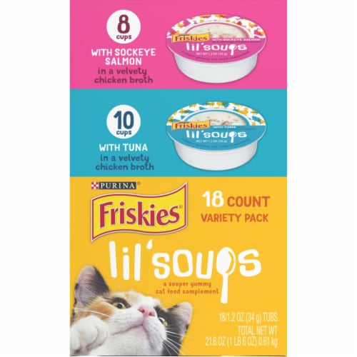 Purina Friskies Lil' Soups Wet Cat Food Variety Pack Perspective: left