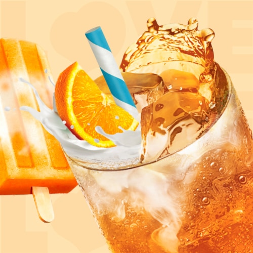 Coffee mate Dirty Soda Creamer Orange Crème Pop Flavored Liquid Creamer Mix with Crush Orange Perspective: left