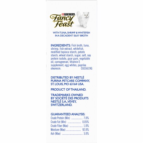 Fancy Feast Broths Classic with Tuna Shrimp & Whitefish Wet Cat Food Pouch Perspective: left