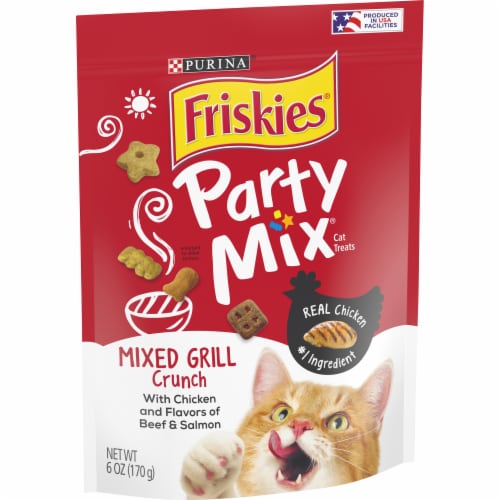 Friskies® Party Mix Mixed Grill Crunch Cat Treats Perspective: left