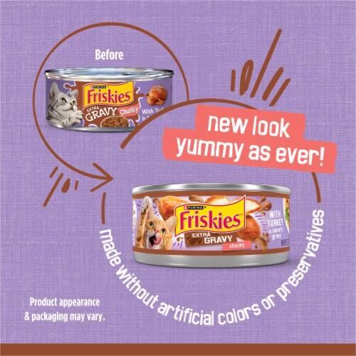 Purina Friskies Extra Gravy Chunky Wet Cat Food in Savory Gravy Turkey Perspective: left