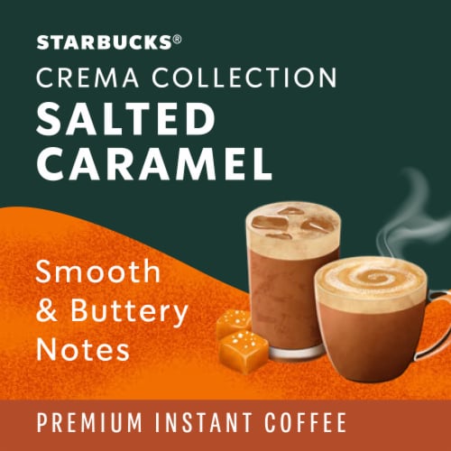 Starbucks Crema Collection Premium Instant Salted Caramel Flavored Instant Coffee 100% Arabica Perspective: left