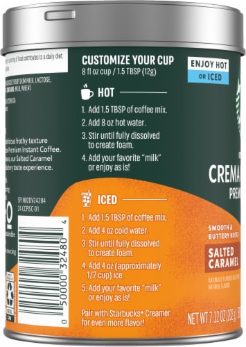 Starbucks Crema Collection Premium Instant Salted Caramel Flavored Instant Coffee 100% Arabica Perspective: left