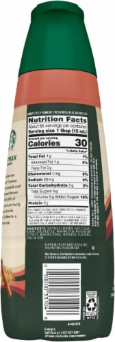 Starbucks® Brown Sugar Cinnamon Liquid Oatmilk Non-Dairy Coffee Creamer Perspective: left