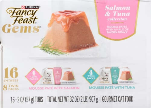 Purina® Fancy Feast® Gems® Salmon & Tuna Mousse Pates with Gravy Wet Cat Food Single-Serve Packs Perspective: left