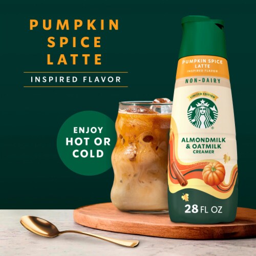 Starbucks Non-Dairy Pumpkin Spice Flavored Coffee Creamer Pumpkin Spice Latte Inspired Perspective: left