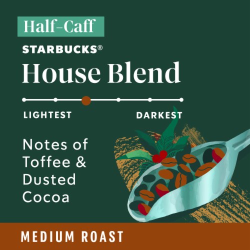 Starbucks Half-Caff House Blend Medium Roast K-Cup Coffee Pods Perspective: left