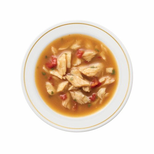 Purina Fancy Feast Broths Wet Cat Food Complement Seafood Bisque & Accents of Real Crab Perspective: left