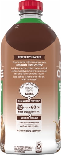 Coffee Mate® Zero Sugar Mocha Iced Coffee Bottle Perspective: left
