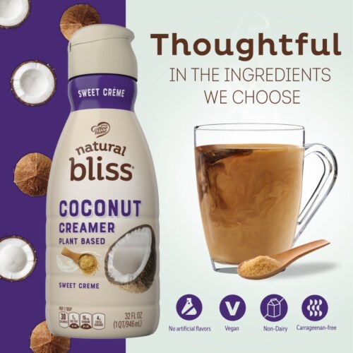 Coffee mate Natural Bliss Plant Based Sweet Cream Flavored Coconut Creamer Liquid Perspective: left