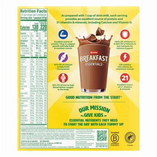 Carnation Breakfast Essentials® High Protein Rich Milk Chocolate Nutritional Drink Mix Packets Perspective: left