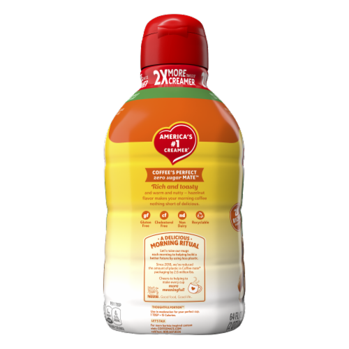Nestle Coffee Mate Liquid Sugar Free Hazlenut Bottle Perspective: left