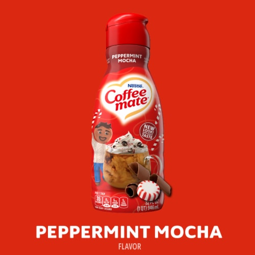 Coffee mate Peppermint Mocha Flavored Liquid Coffee Creamer Perspective: left