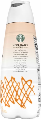 Starbucks Caramel Flavored Coffee Creamer Almond Milk and Oat Milk Inspired by Caramel Macchiato Perspective: left
