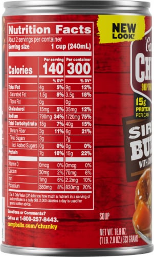 Campbell’s® Chunky® Soup Sirloin Burger With Country Vegetable Beef Soup Can Perspective: left